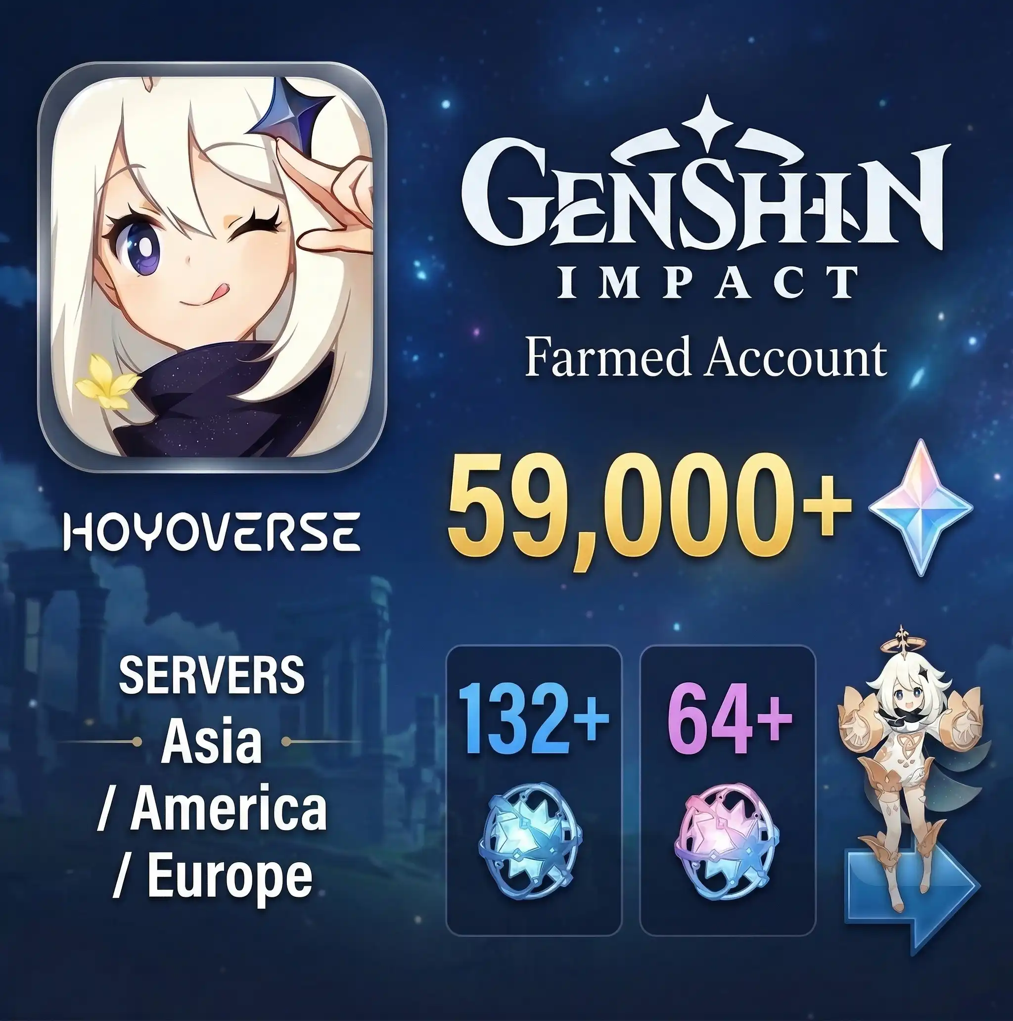 Genshin Impact Farmed Genshin Impact – NA / EU / Asia Server – Farmed Accounts - Image 1