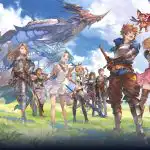 Granblue Fantasy official key visual with the crew and airship Grandcypher