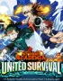 My Hero Academia UNITED SURVIVAL official key visual with three heroes using their Quirks